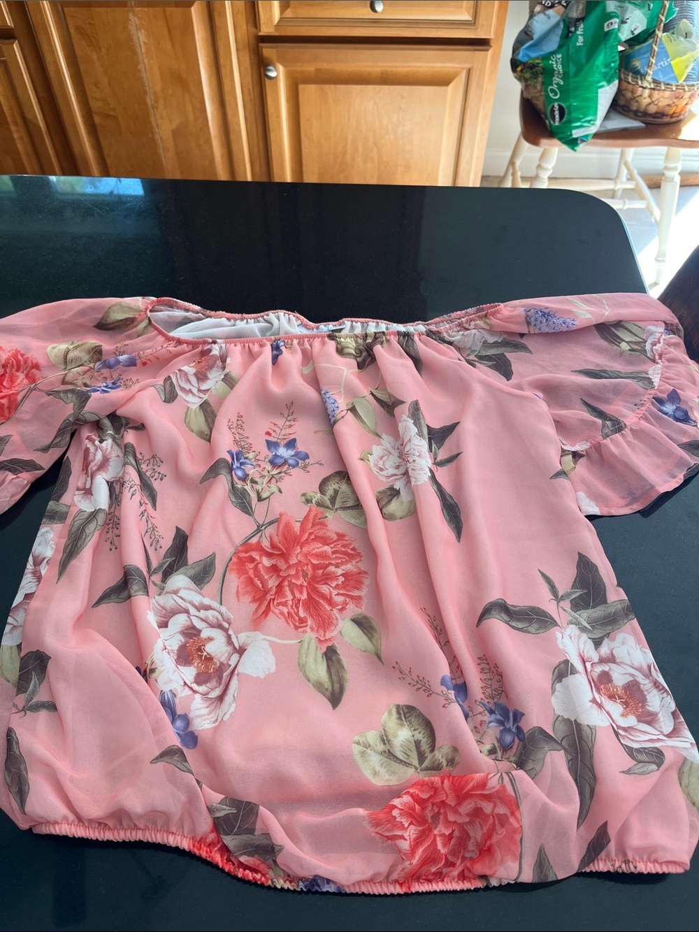 Sweet Pea Coral Pink Floral Off-Shoulder Blouse